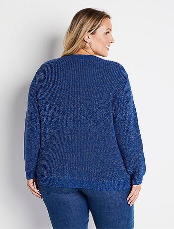 Pull col rond maille perlée avec laine