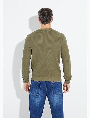 Pull col rond maille torsadée pur coton - afibel