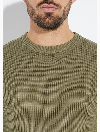 Pull col rond maille torsadée pur coton - afibel