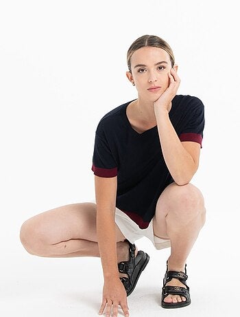 Pull col rond manches courtes femme 100% cachemire & laine ultrafin - KELLY 1