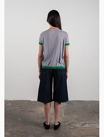Pull col rond manches courtes femme 100% cachemire & laine ultrafin - KELLY 1