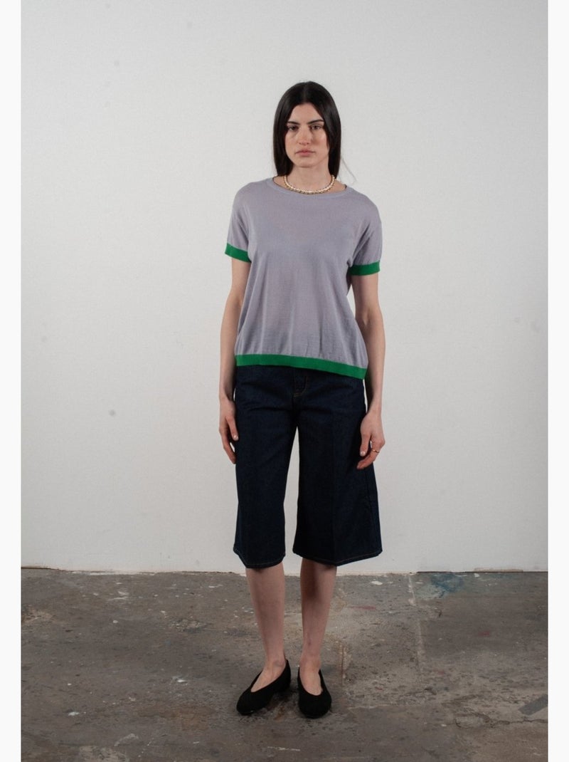 Pull col rond manches courtes femme 100% cachemire & laine ultrafin - KELLY 1 Violet - Kiabi