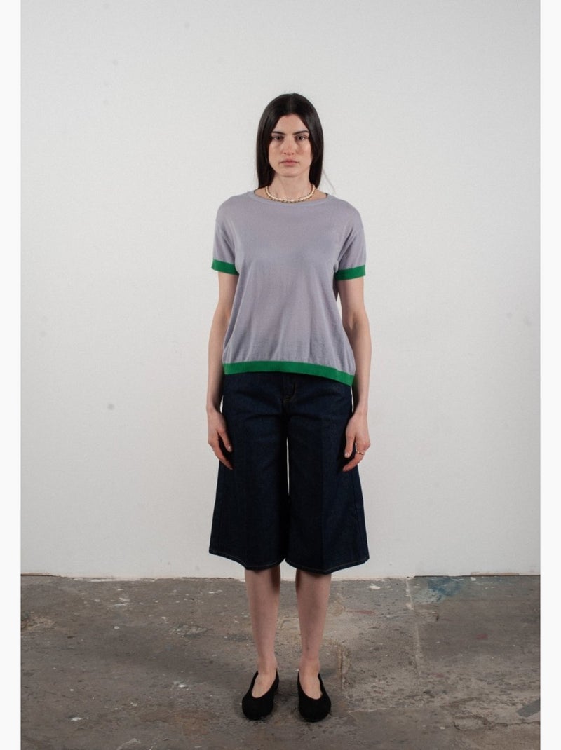 Pull col rond manches courtes femme 100% cachemire & laine ultrafin - KELLY 1 Violet - Kiabi