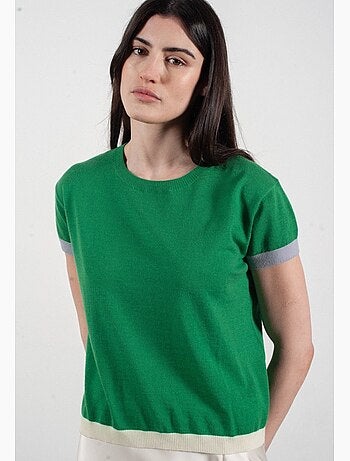 Pull col rond manches courtes femme 100% cachemire & laine ultrafin - KELLY 8