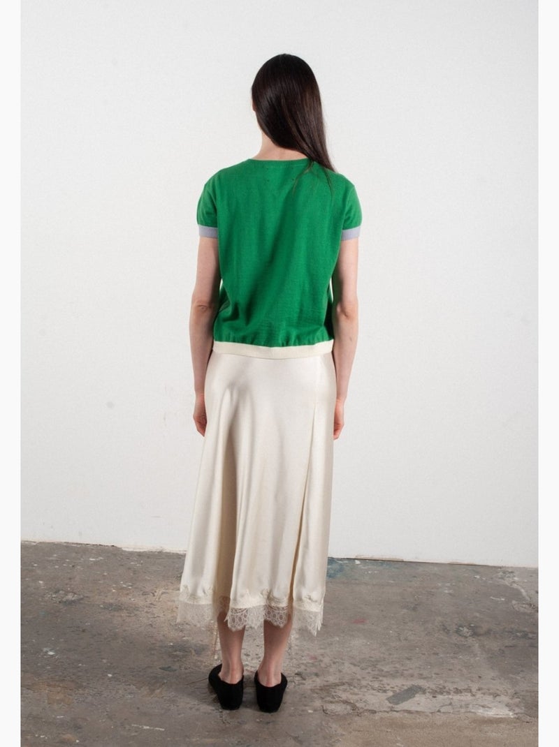 Pull col rond manches courtes femme 100% cachemire & laine ultrafin - KELLY 8 Vert - Kiabi