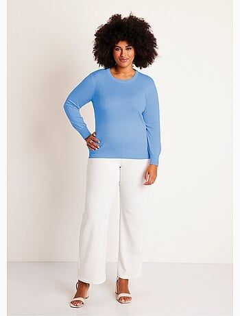 Pull col rond manches longues laine mérinos - Afibel