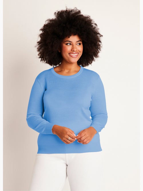 Pull col rond manches longues laine mérinos - afibel - Kiabi