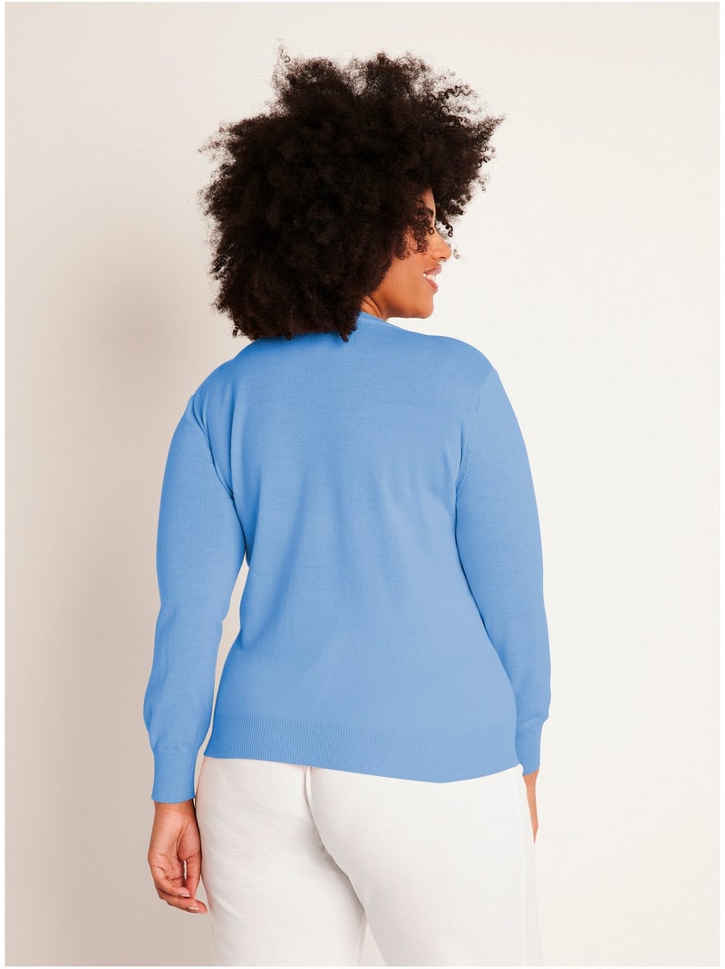 Pull col rond manches longues laine mérinos - afibel Bleu nuit - Kiabi