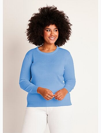 Pull col rond manches longues laine mérinos