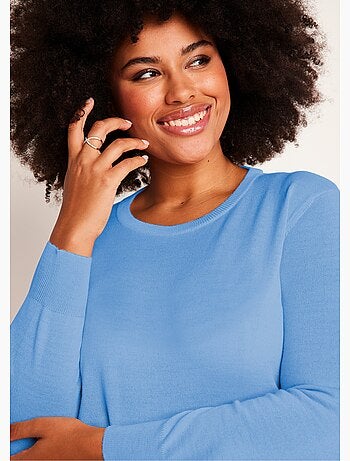 Pull col rond manches longues laine mérinos