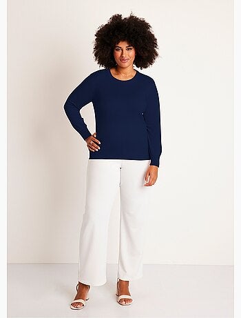 Pull col rond manches longues laine mérinos