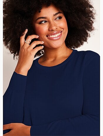 Pull col rond manches longues laine mérinos