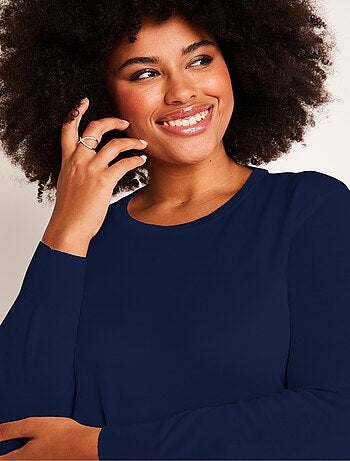 Pull col rond manches longues laine mérinos