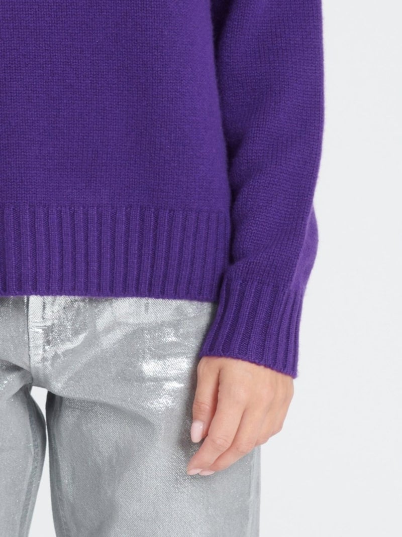 Pull col rond manches raglan femme 100% cachemire 6 fils - ZAYA 7 Violet - Kiabi