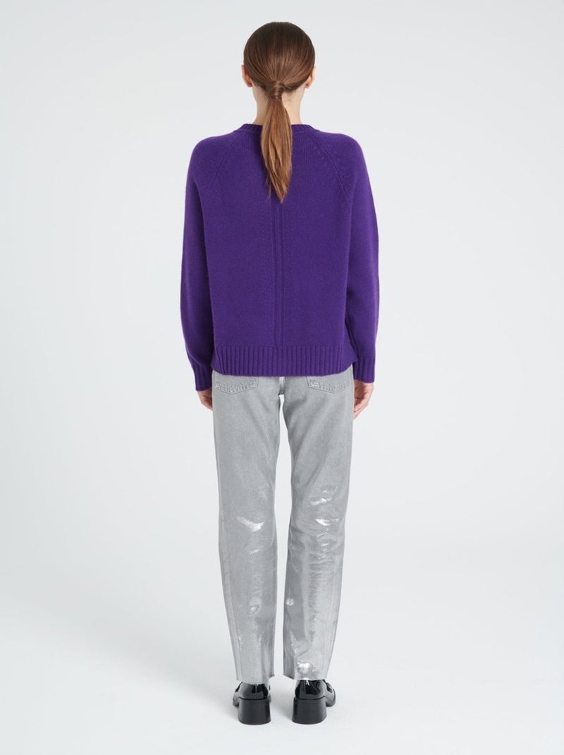 Pull col rond manches raglan femme 100% cachemire 6 fils - ZAYA 7 Violet - Kiabi