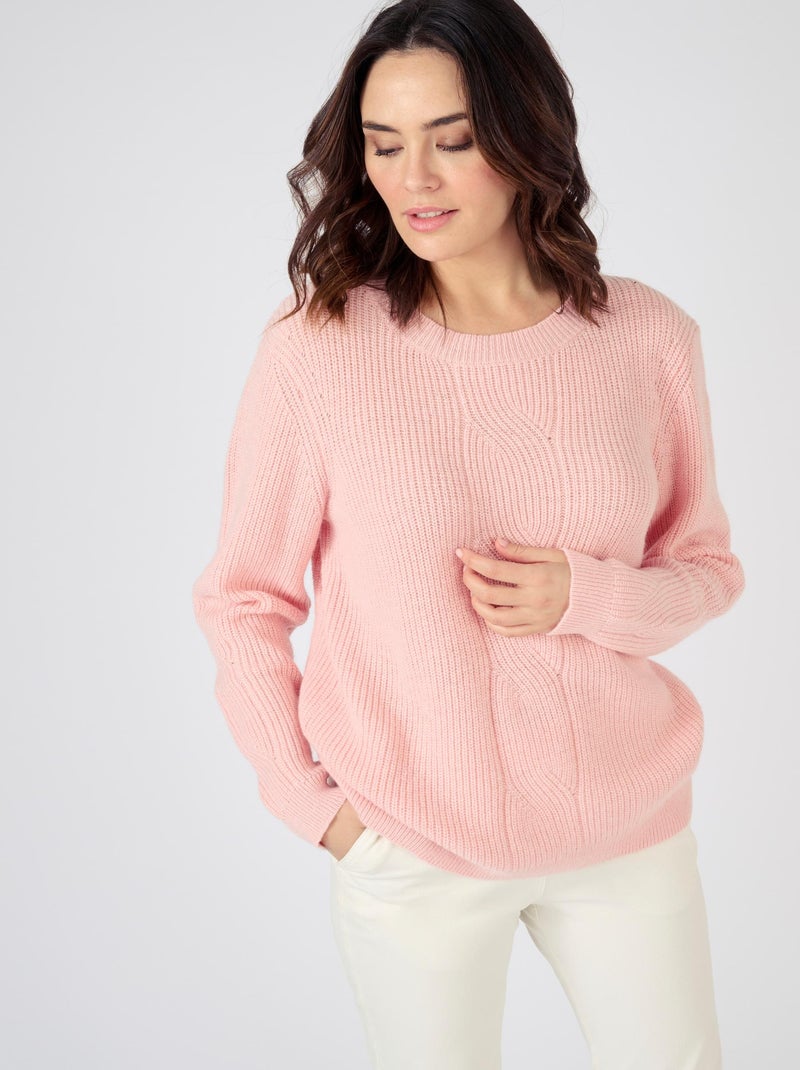 Pull col rond mélange alpaga - Damart Rose - Kiabi