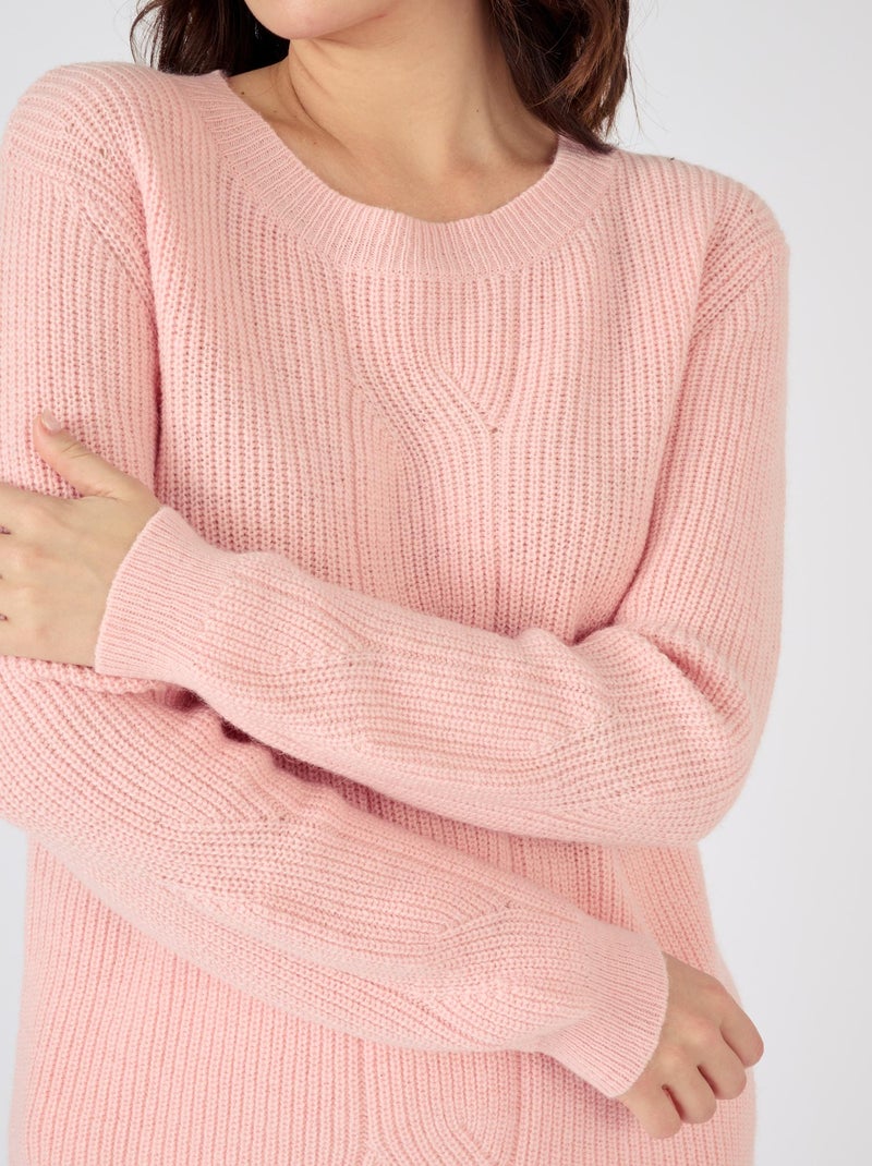 Pull col rond mélange alpaga - Damart Rose - Kiabi