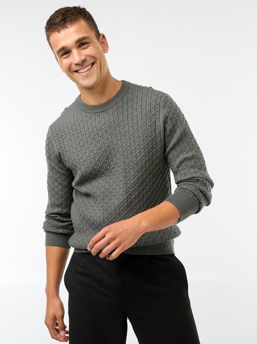 Pull col rond mini torsade uni - Kiabi