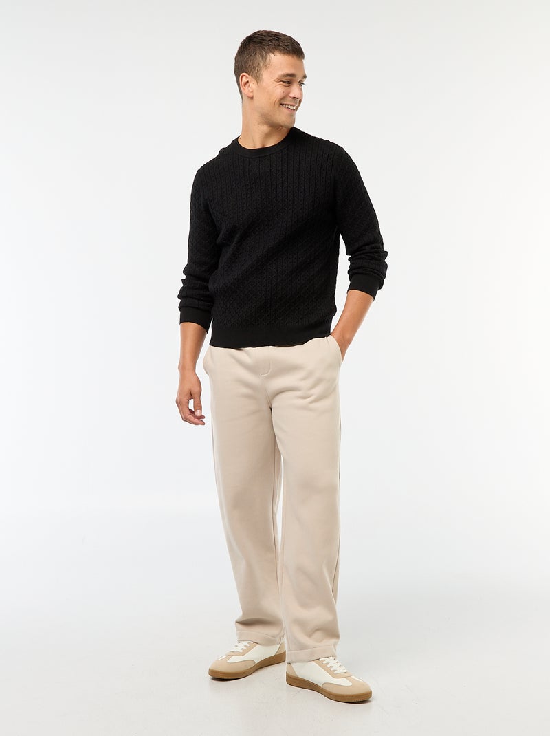 Pull col rond mini torsade uni Noir - Kiabi