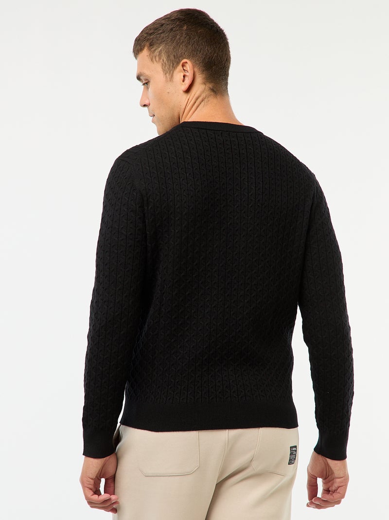 Pull col rond mini torsade uni Noir - Kiabi
