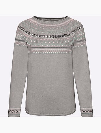 Pull col rond motif norvégien et manches raglan et finitions côtelées - taille standard - witt
