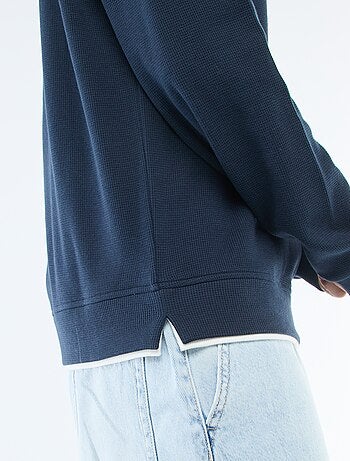 Pull col rond nid d'abeille