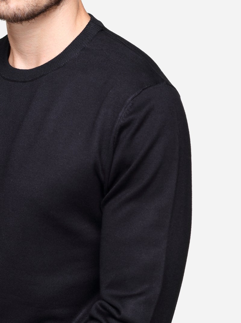 Pull col rond Noir - Kiabi