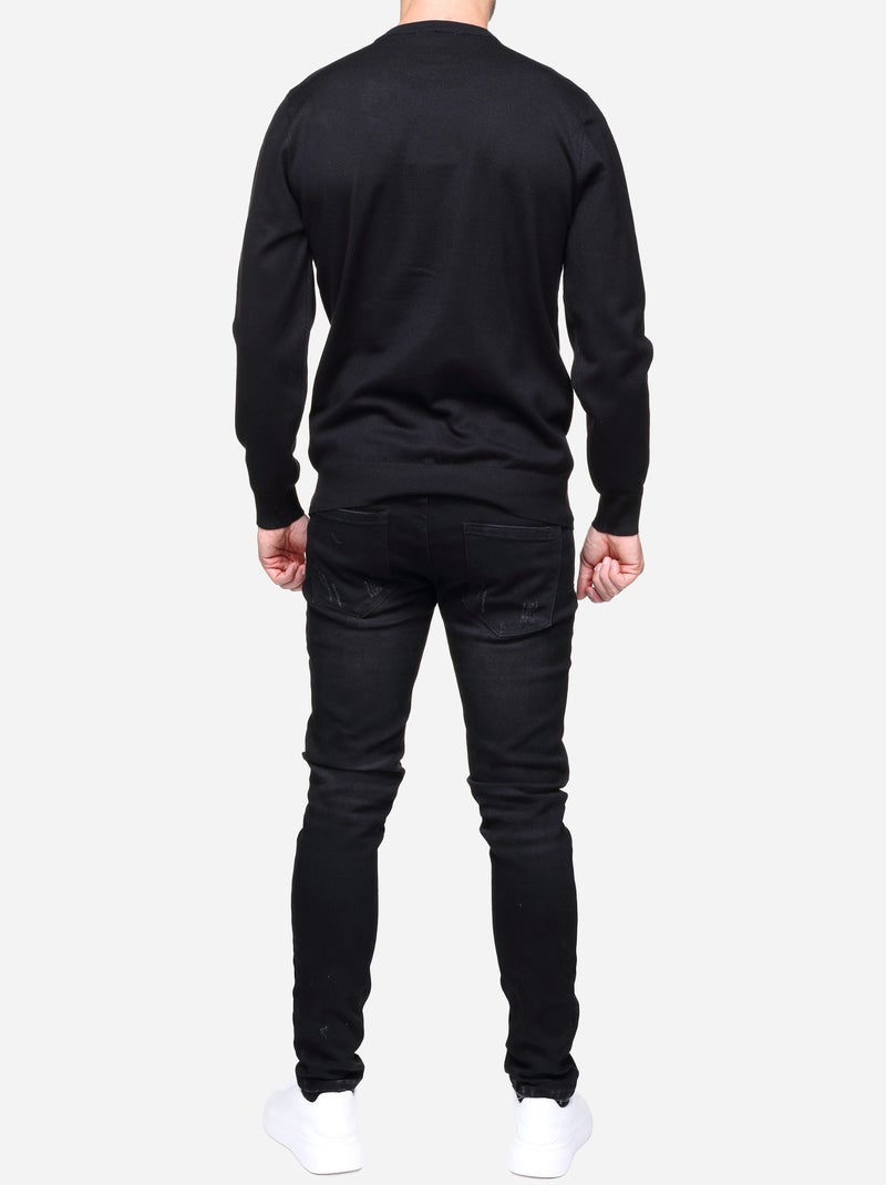 Pull col rond Noir - Kiabi
