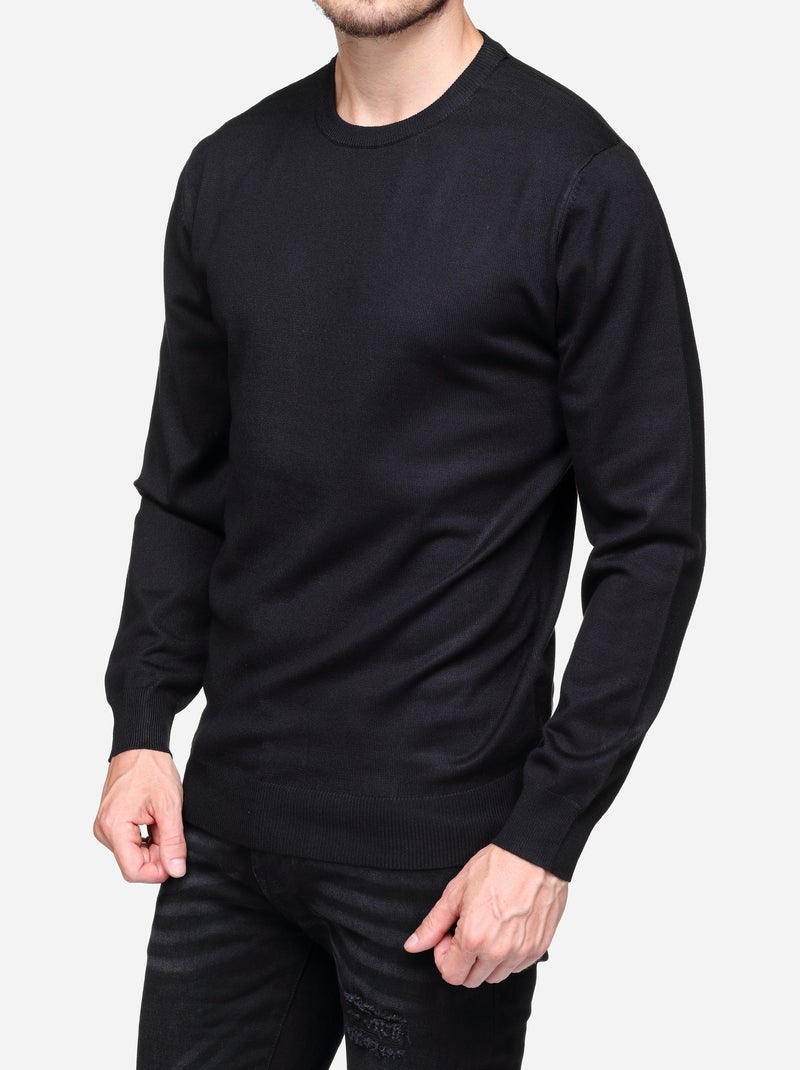 Pull col rond Noir - Kiabi