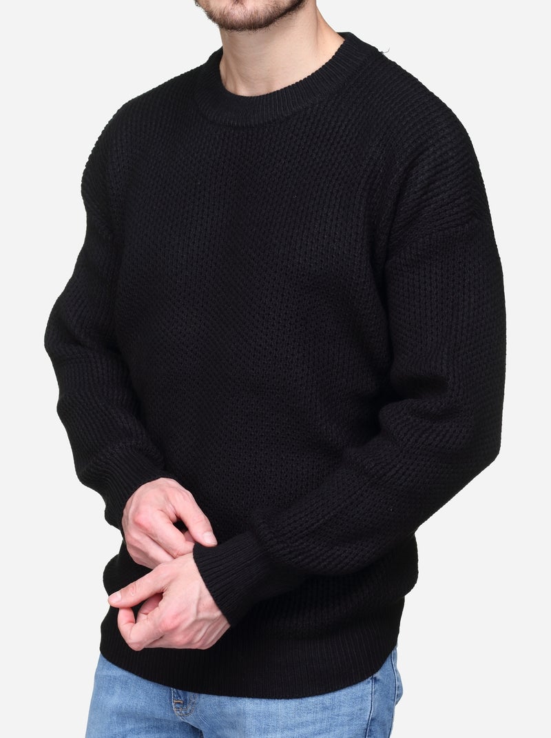 Pull col rond Noir - Kiabi