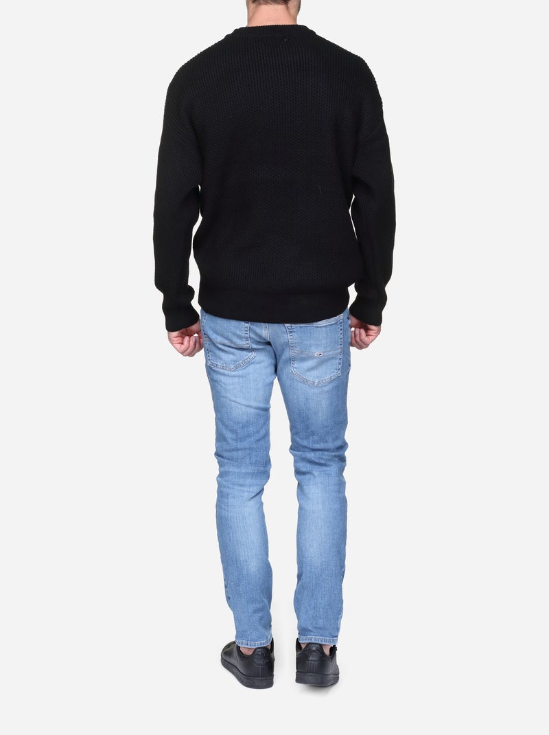 Pull col rond Noir - Kiabi