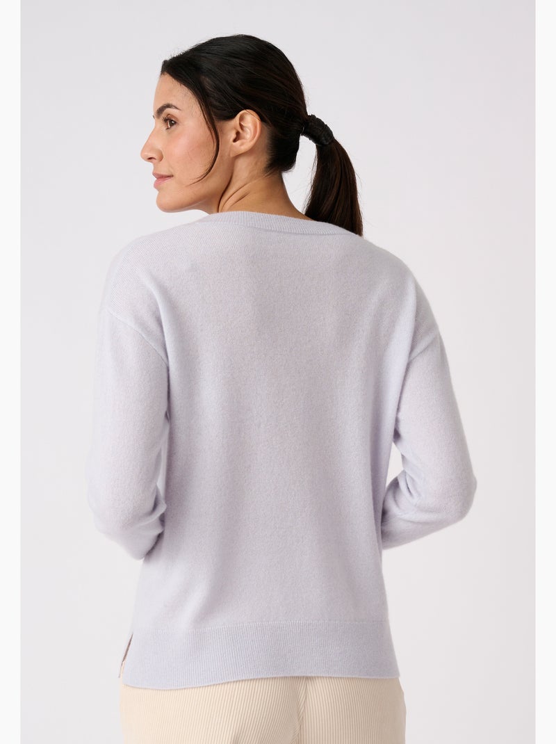 Pull col rond pur cachemire - damart Bleu ciel - Kiabi