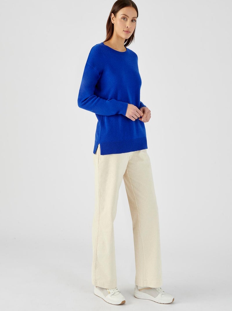 Pull col rond pur cachemire - Damart Bleu - Kiabi