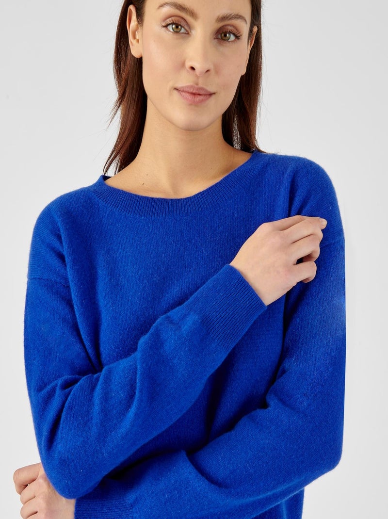 Pull col rond pur cachemire - Damart Bleu - Kiabi