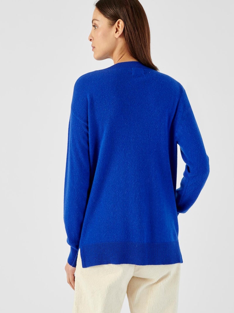 Pull col rond pur cachemire - Damart Bleu - Kiabi
