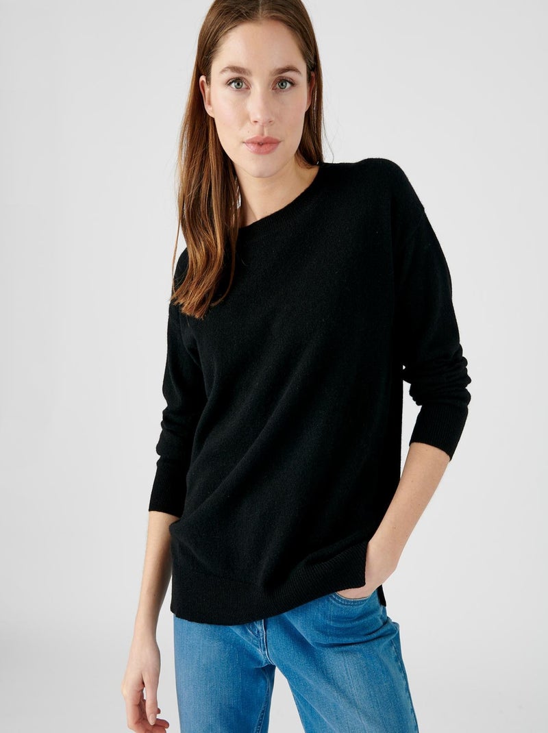 Pull col rond pur cachemire - Damart Noir - Kiabi