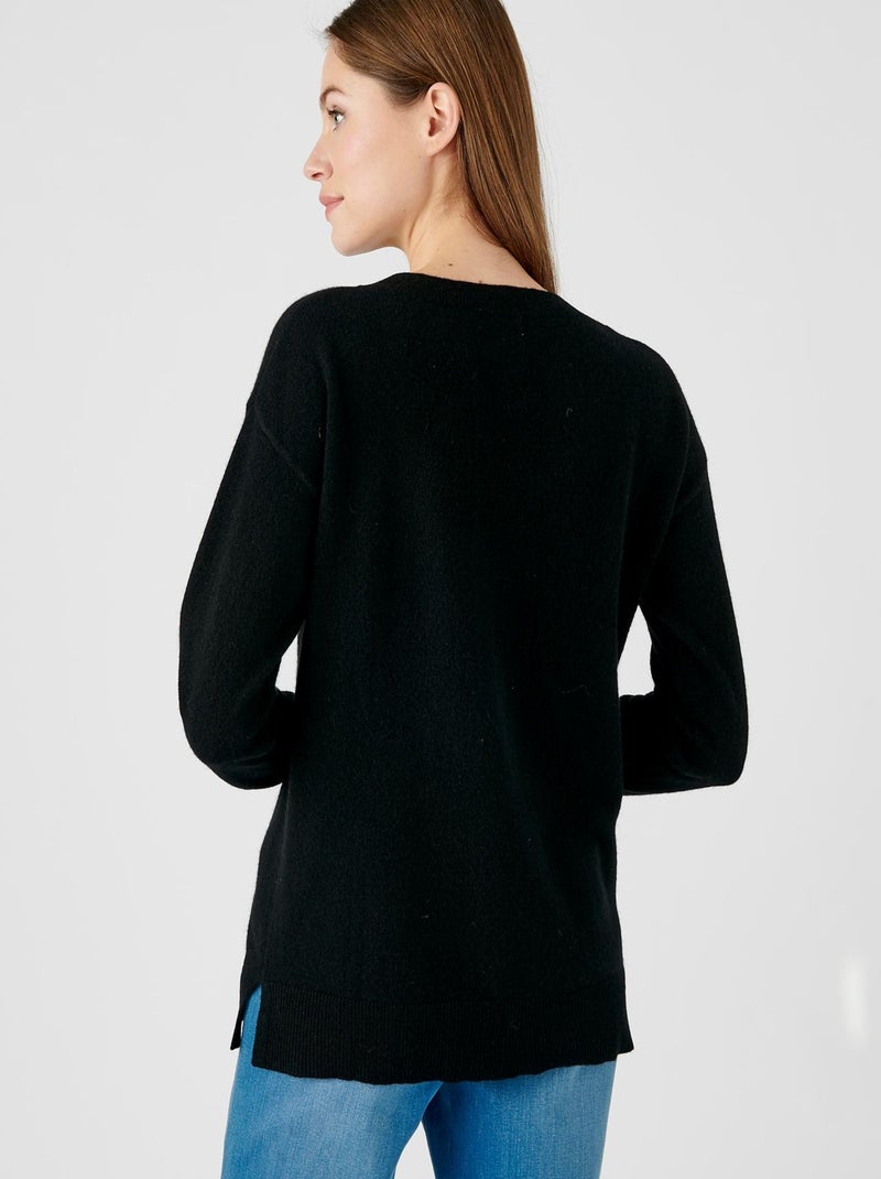 Pull col rond pur cachemire - Damart Noir - Kiabi
