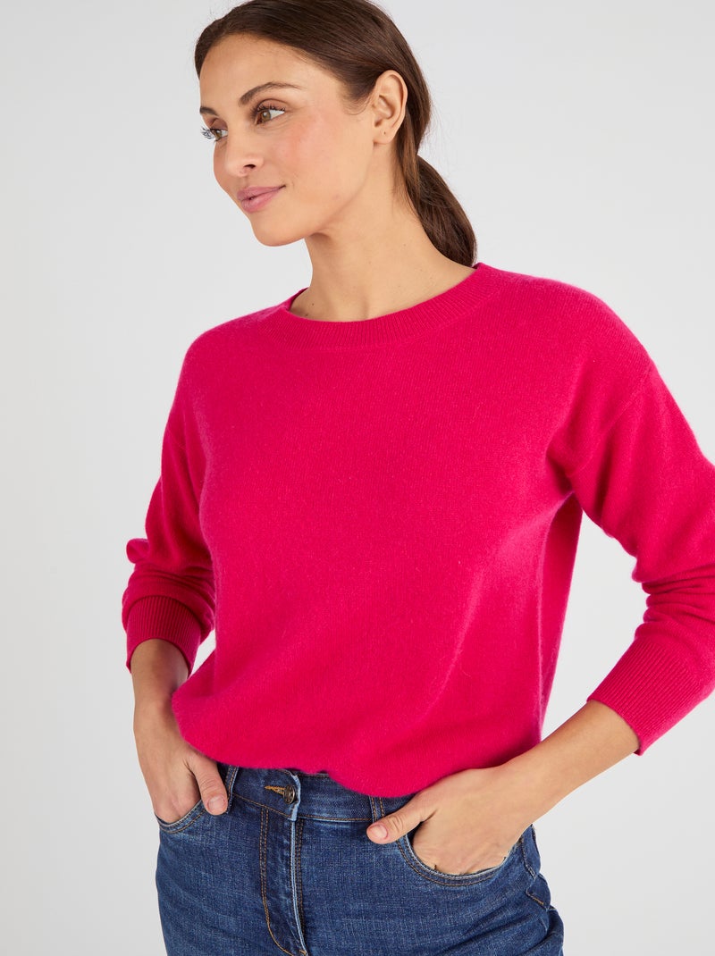 Pull col rond pur cachemire - Damart Rose - Kiabi