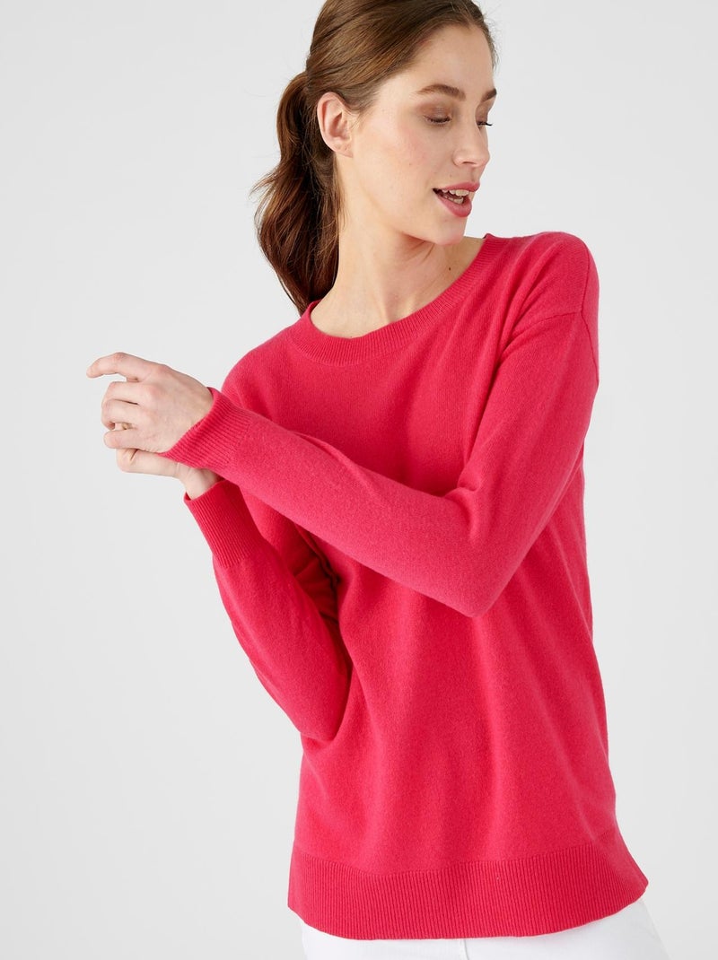 Pull col rond pur cachemire - Damart Rose framboise - Kiabi