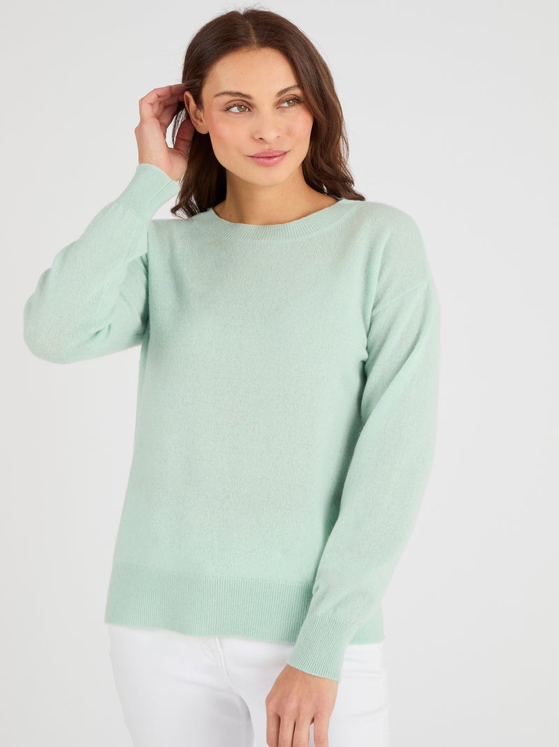 Pull col rond pur cachemire - Damart Vert d'eau - Kiabi