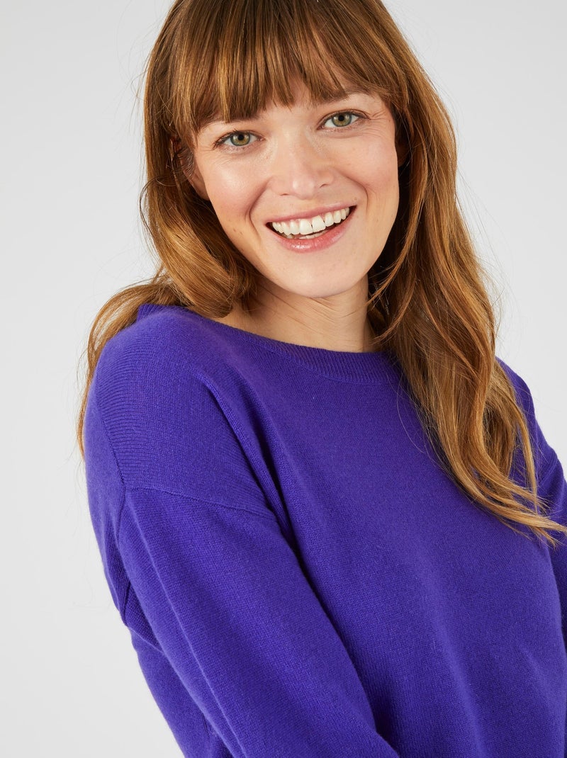 Pull col rond pur cachemire - Damart Violet - Kiabi