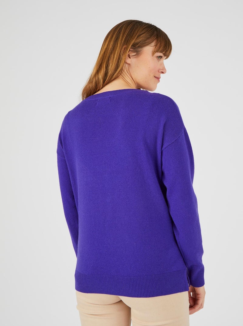 Pull col rond pur cachemire - Damart Violet - Kiabi