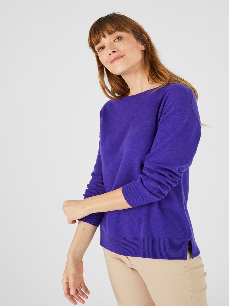 Pull col rond pur cachemire - Damart Violet - Kiabi