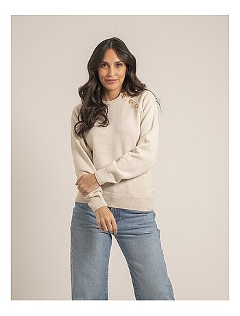 Pull col rond pur coton KORDINE