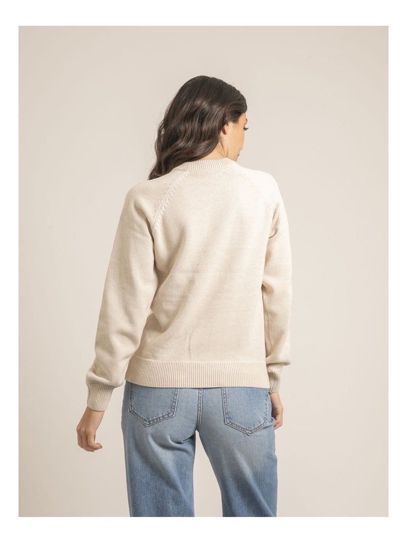 Pull col rond pur coton KORDINE Beige - Kiabi