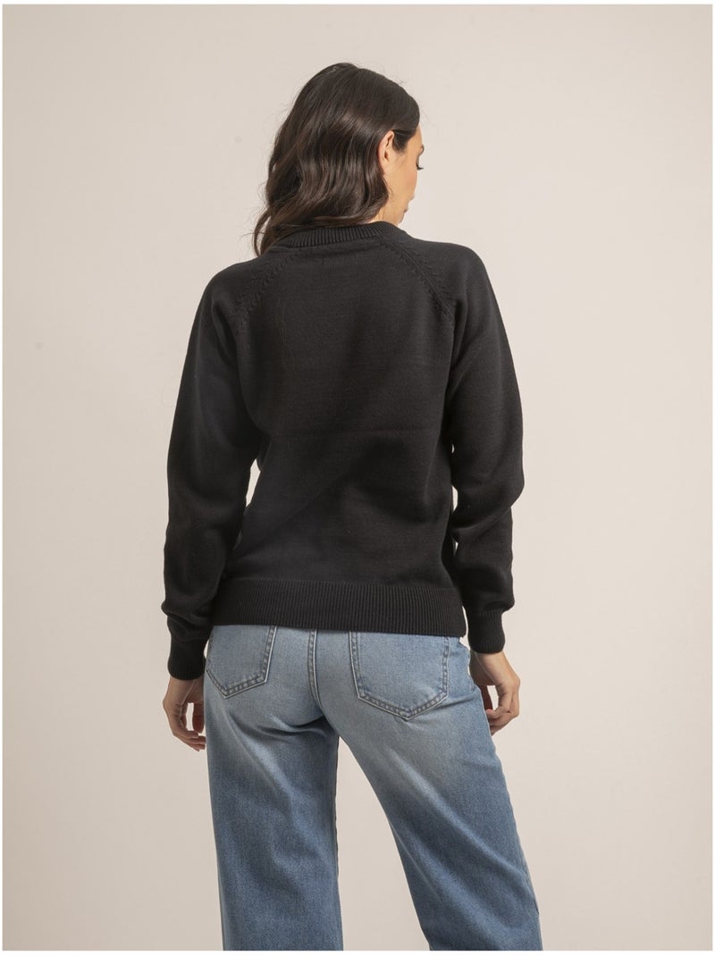 Pull col rond pur coton KORDINE Bleu marine - Kiabi
