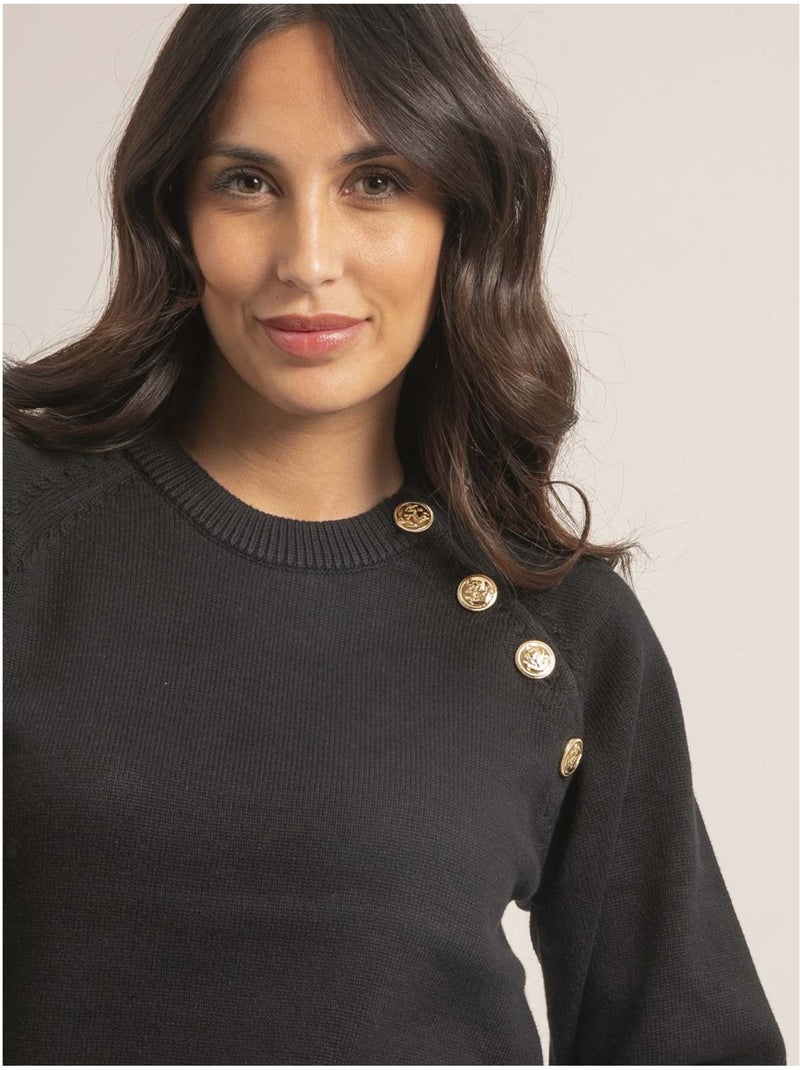Pull col rond pur coton KORDINE Bleu marine - Kiabi