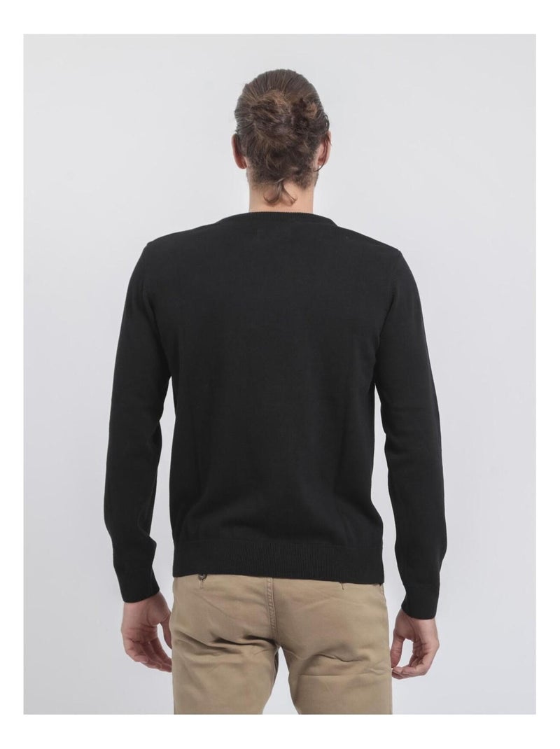 Pull col rond pur coton LADARKO Noir - Kiabi