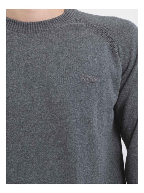 Pull col rond pur coton LOCTUDY - Kiabi