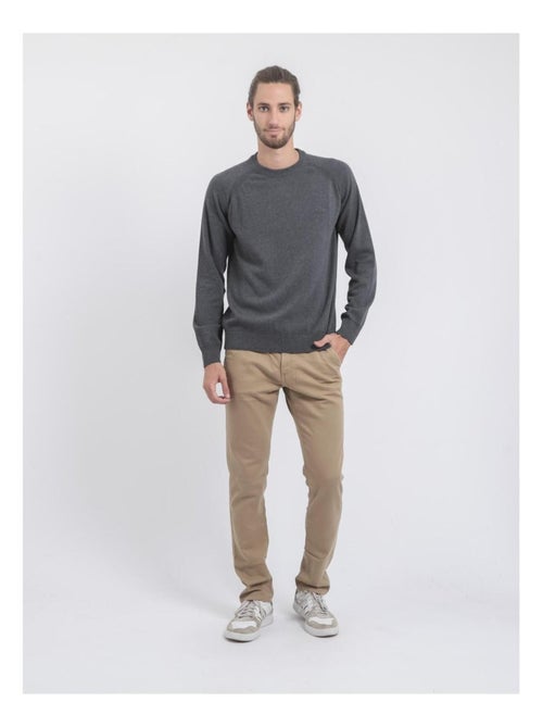 Pull col rond pur coton LOCTUDY - Kiabi